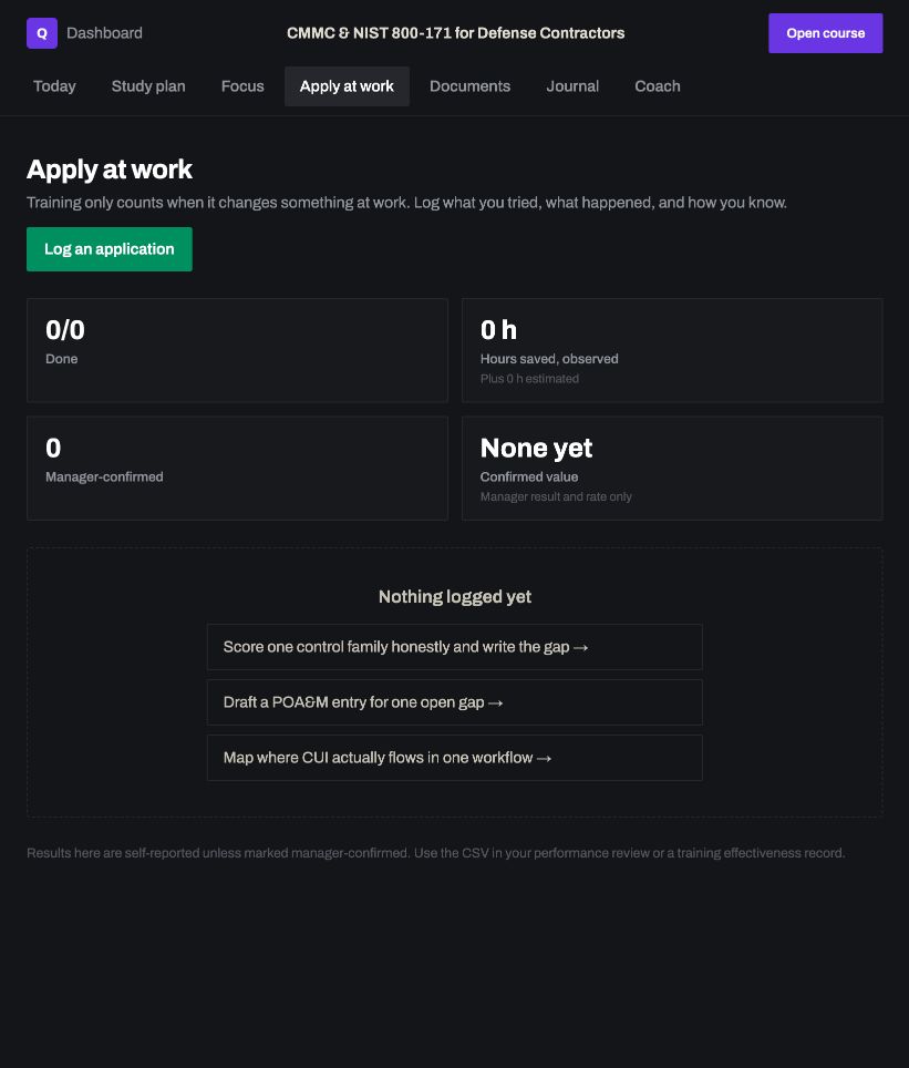 Apply at work: a real screen from CMMC and NIST 800-171
