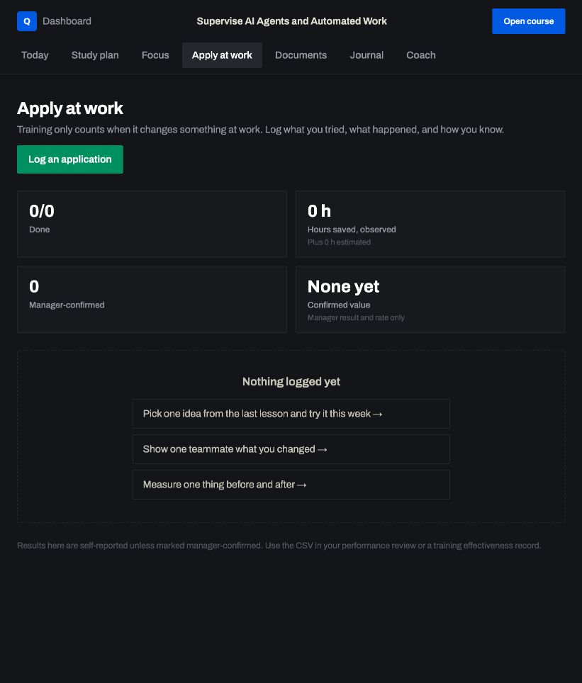 Apply at work: a real screen from Supervise AI Agents and Automated Work